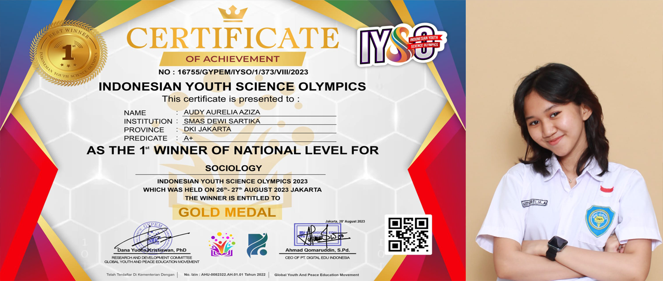 Gold Medal First Winner Indonesian Youth Science Olimpics